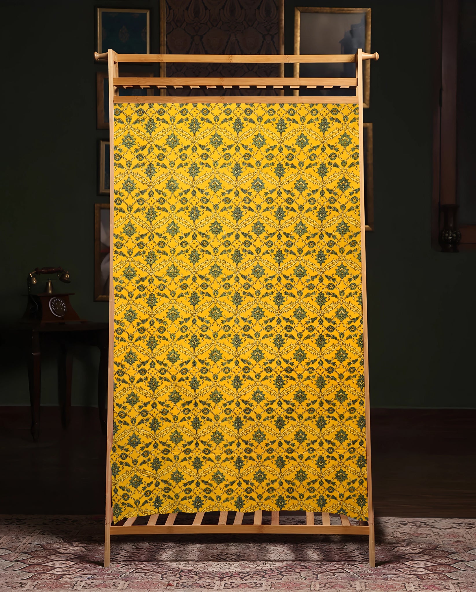 Ajrak Green Mandala Bliss | Handcrafted Ajrak Fabric