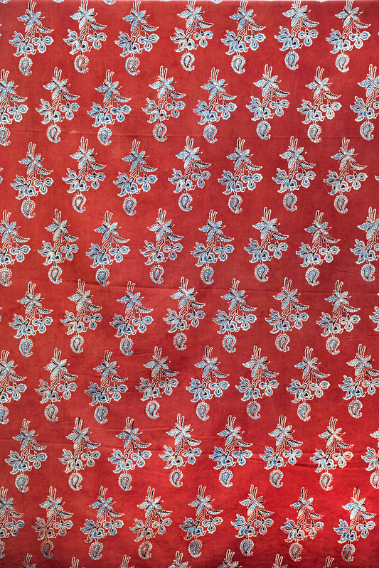 Ajrak Amber Leaf Tapestry | Handcrafted Ajrak Fabric