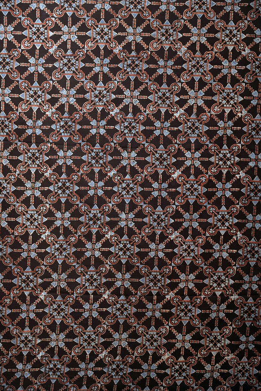 Ajrak Midnight Lattice | Handcrafted Ajrak Fabric
