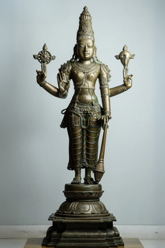 Chaturbhuj Vishnu (The cosmic protector with four arms) - Panchdhatu sculpture
