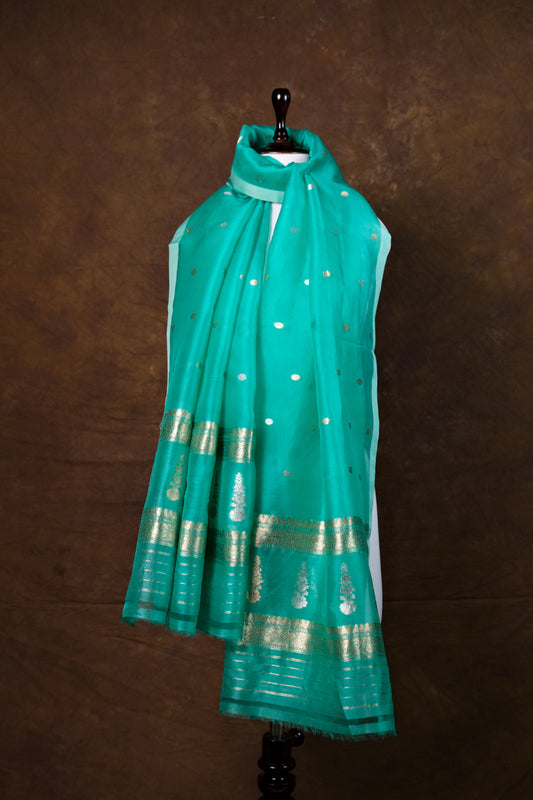Firozi Leher Dupatta | Handwoven Banarasi Silk Dupatta