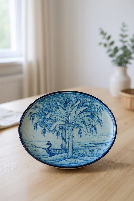 Peacock & Palm Handmade Decorative Wall Plate