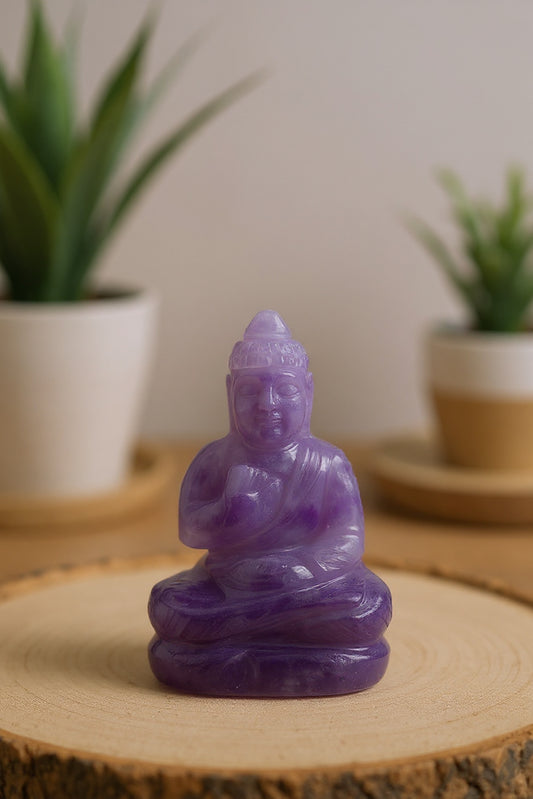 Handcrafted Amethyst Seated Buddha Statue – Meditation & Healing