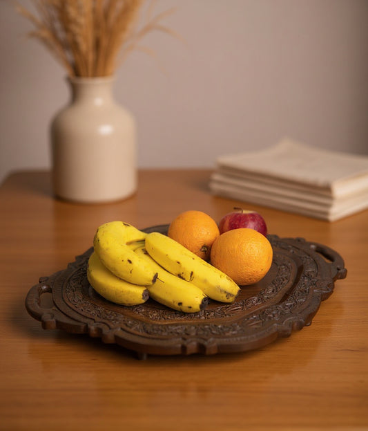 Royal Blossom Tray | Handcrafted Floral Wooden Serving Tray