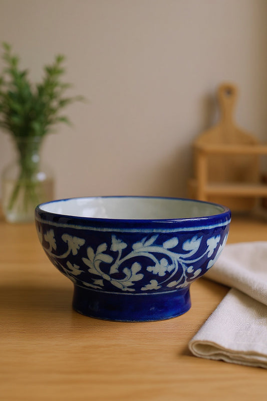Twilight Lotus Floral Ceramic Serving Bowl