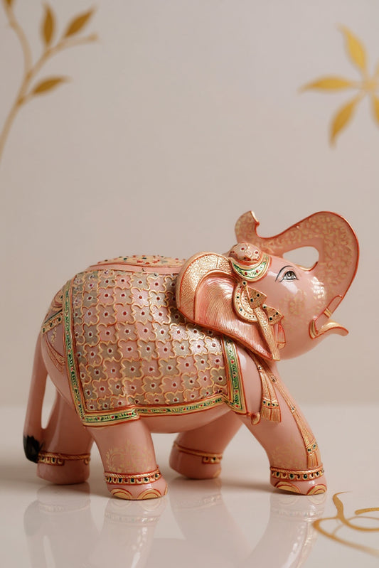 Exquisite Rose Quartz Elephant – Handcrafted Gemstone Décor