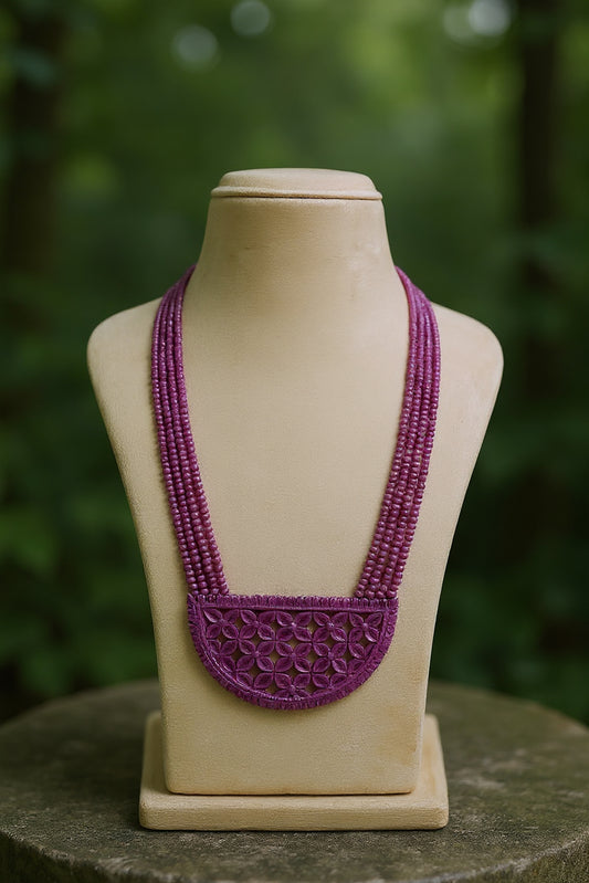 Ruby Crimson Lattice Pendant Necklace – Elegant Statement Jewellry