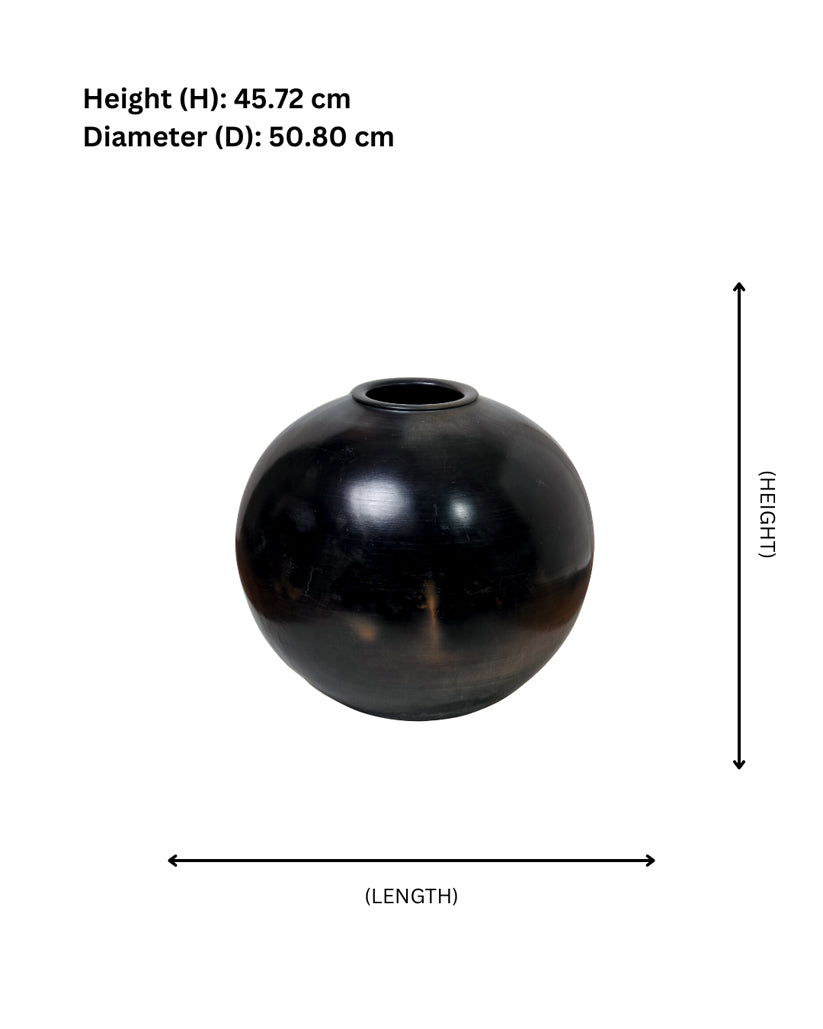 Midnight Matka Decorative Pot – Elegant Ceramic & Terracotta Décor