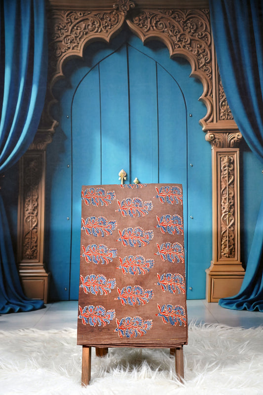 Ajrak Autumn Flora | Handcrafted Ajrak Fabric