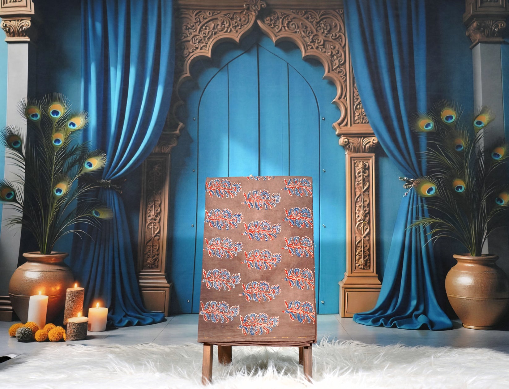 Ajrak Autumn Flora | Handcrafted Ajrak Fabric