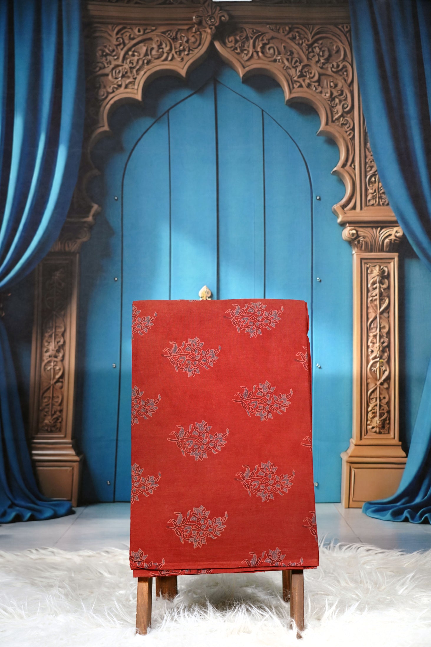 Ajrak Terracotta Vine | Handcrafted Ajrak Fabric