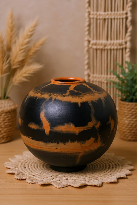 Ethnic Desert Smoke Terracotta Container – Rustic Handcrafted Pottery