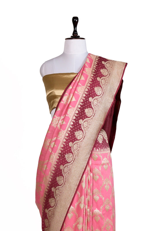 Gulabi Roshni Saree | Handwoven Banarasi Silk Saree