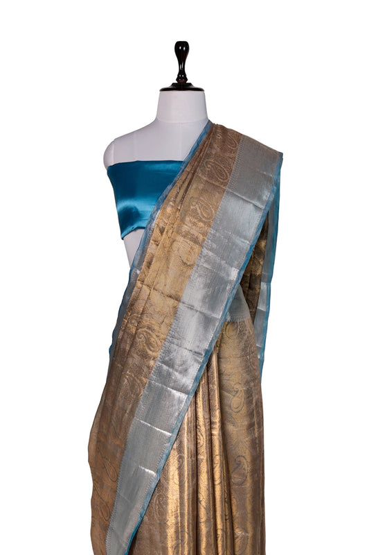 Aab-e-Firozi Saree | Handwoven Banarasi Silk Saree