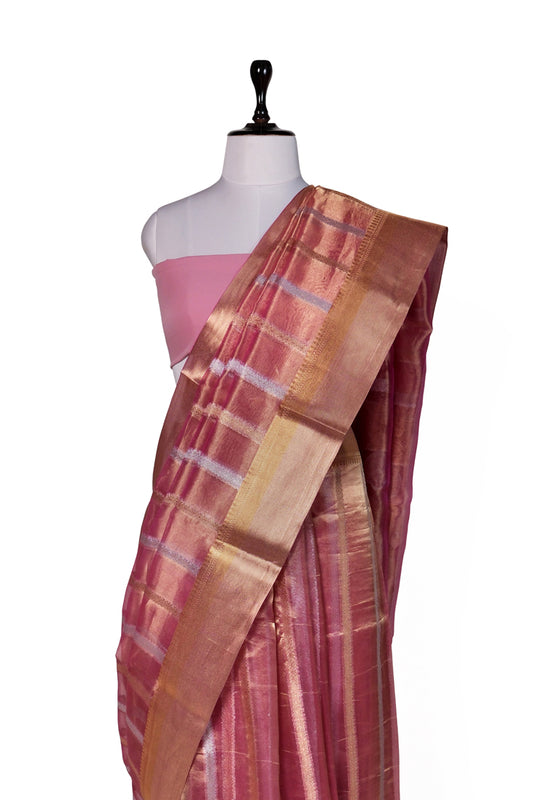 Gulabi Dhaar Saree | Handwoven Banarasi Silk Saree
