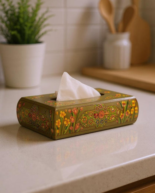 Blossom Tissue Box | Handcrafted Wooden & Floral Tissue Holder