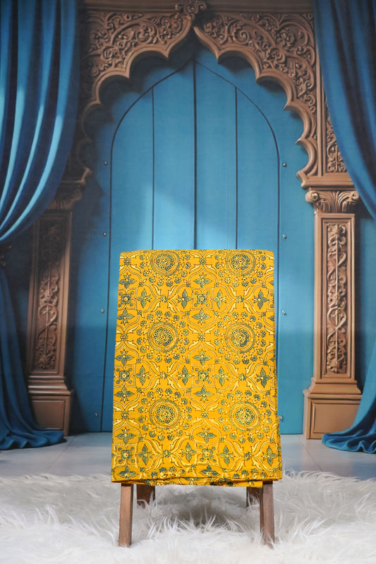 Ajrak Golden Heritage | Handcrafted Cotton Fabric