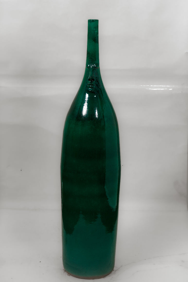 Terracotta Emerald Sentinel Vase – Artisanal Pottery for Living Spaces