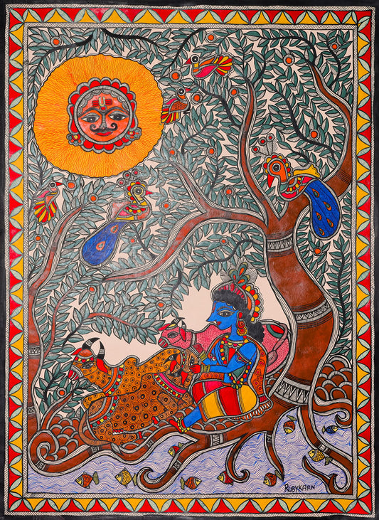 Vanshi ki Baat Decorative Painting – Handcrafted MAdhubani Artistic Accent