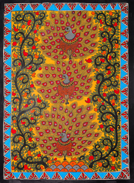 Mor-Milap Artwork – Madhubani Cultural & Artistic Home Accent