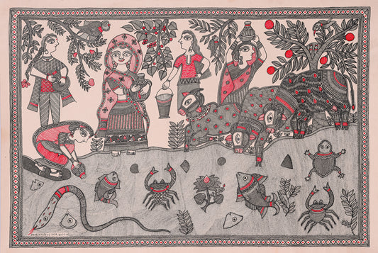 Jeevan Rekha Madhubani Decorative Painting – Madhubani Handcrafted Artistic Accent