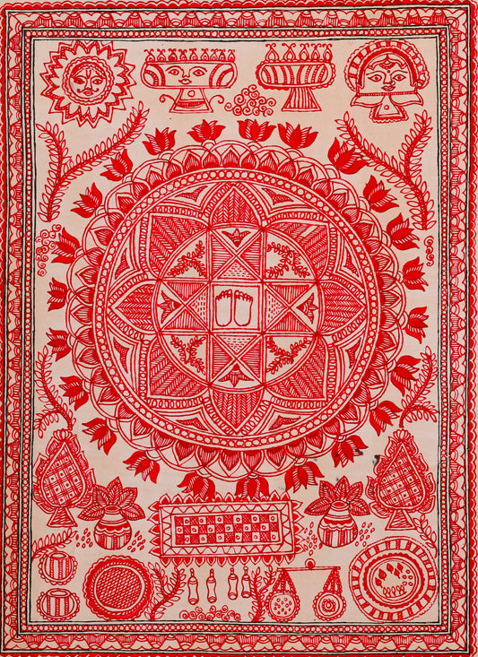 Pavitra Rekha – Handpainted Madhubani Art Representing Purity & Devotion