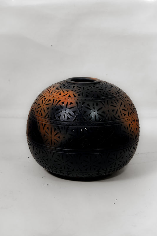 Authentic Midnight Bloom Terracotta Jar – Handcrafted Earthenware Décor