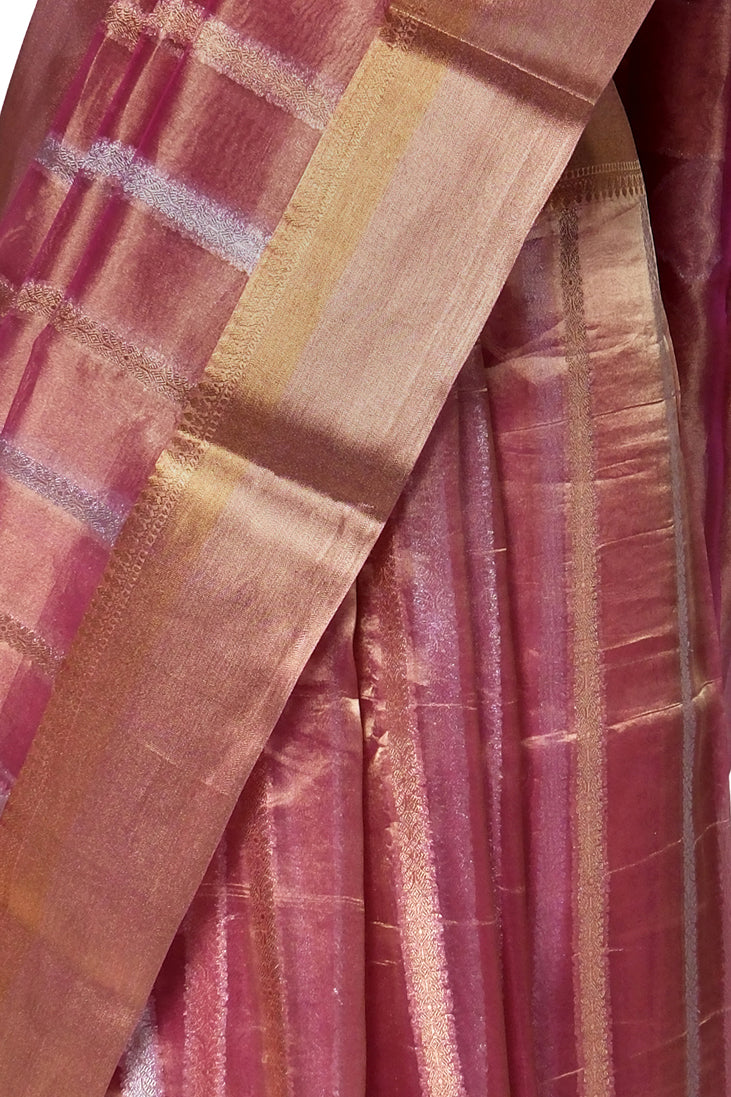 Gulabi Dhaar Saree | Handwoven Banarasi Silk Saree