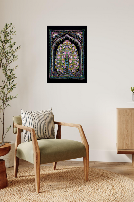 Pastel Bloom Tree – Indian Folk Painting of Nature & Harmony