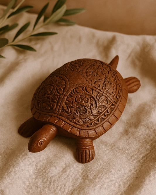 Carved Turtle | Handcrafted Wooden Turtle Figurine for Home Décor