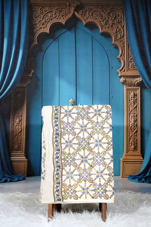 Ajrak Sapphire Crossroads | Handcrafted Ajrak Fabric