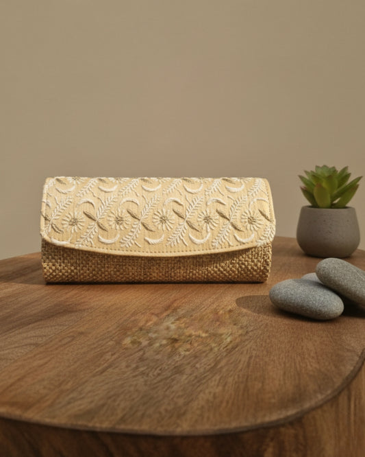 Zari – Jute & Tussar Silk Chikankari Hand Purse
