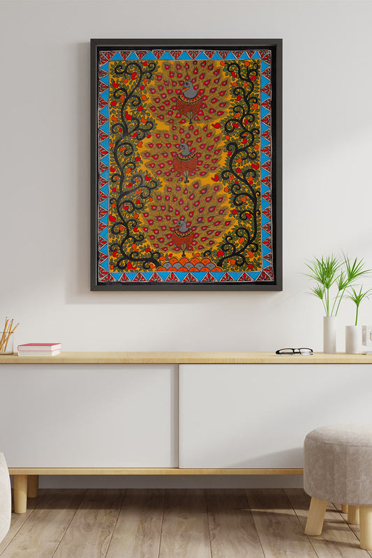 Mor-Milap Artwork – Madhubani Cultural & Artistic Home Accent