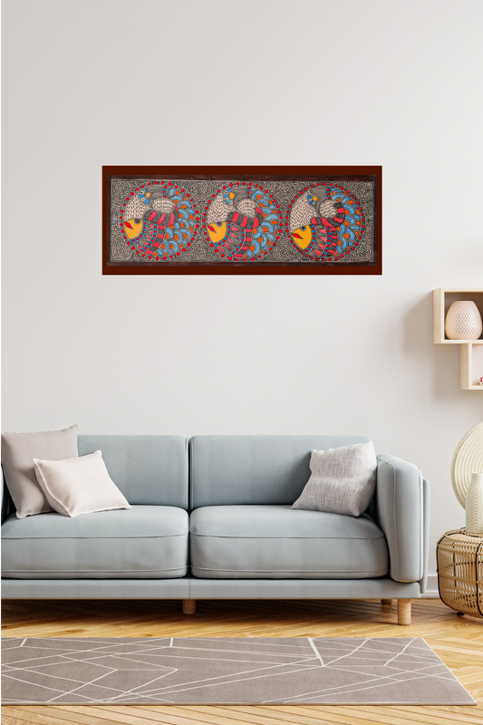 Handcrafted Neel Raag Madhubani Painting – Artistic Home Accent