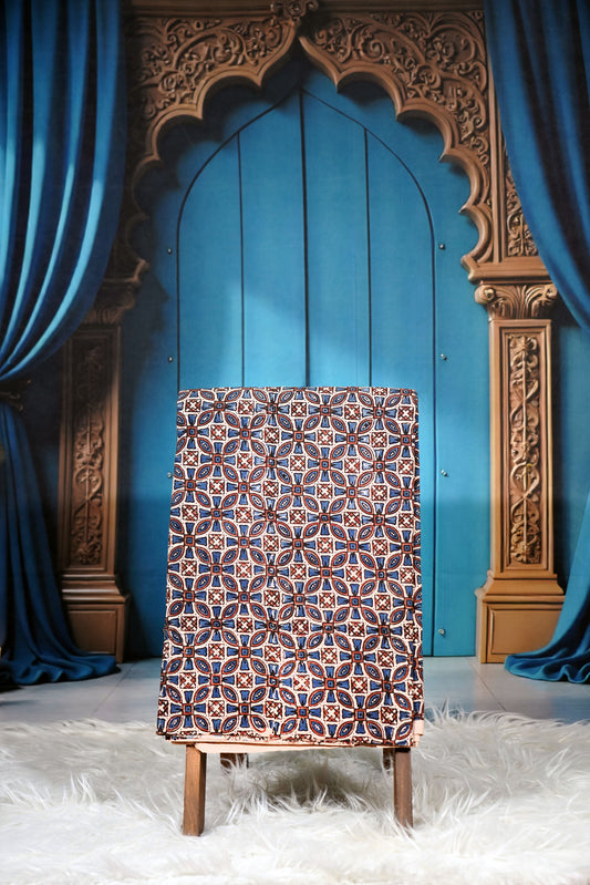 Ajrak Rustic Blossom | Handcrafted Cotton Fabric