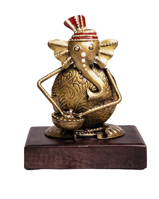 Royal Rhythm: Dhokra Art Ganesha Musician | Handcrafted Tribal Brass Idol
