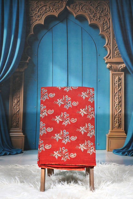 Ajrak Amber Leaf Tapestry | Handcrafted Ajrak Fabric