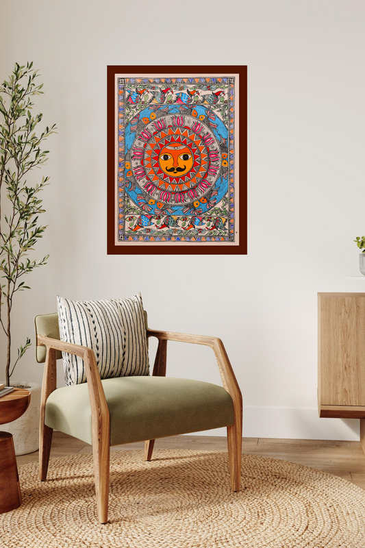 Handcrafted Surya Samriddhi Madhubani Artwork – Cultural & Artistic Décor