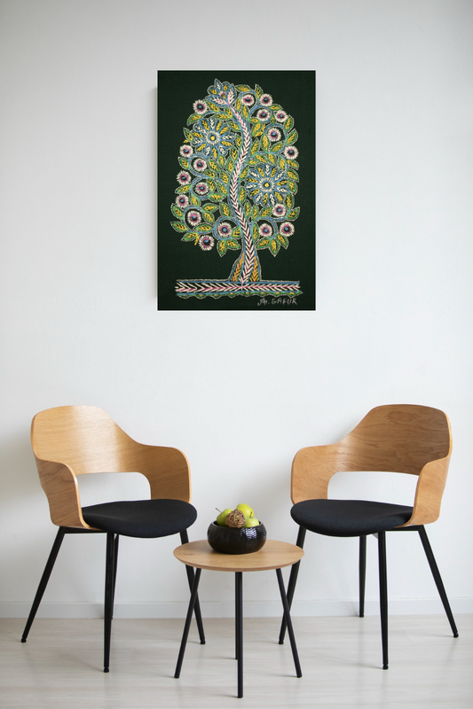 Authentic Handmade Braided Canopy Tree Madhubani Wall Art