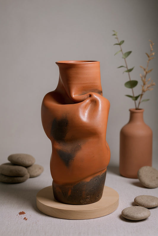 Ethnic Emberfold Terracotta Container – Rustic Handmade Pottery