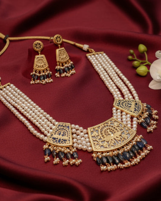 Meherbaan Thewa Pearl Cascade Festive Jewellry Necklace