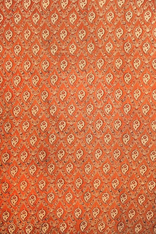 Terracotta Paisley Ajrak Cotton Fabric