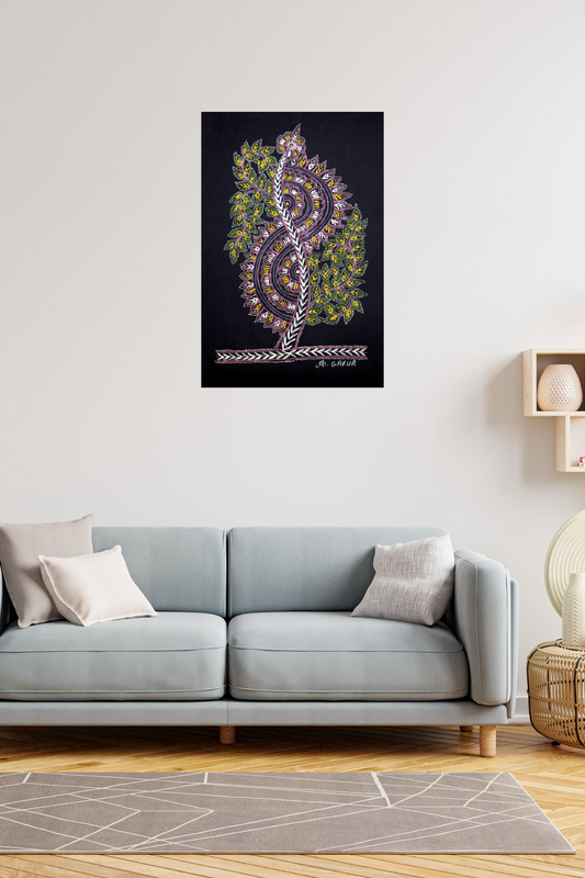 Mandala Tree – Indian Folk Painting Combining Nature & Mandala Patterns