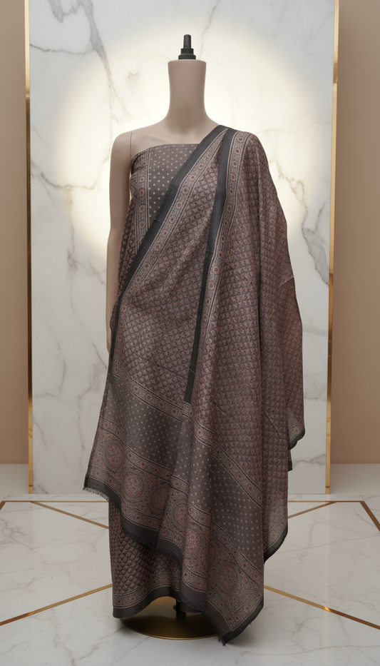Noorani Ajrak Elegance Suit – Authentic Handcrafted Indian Textile