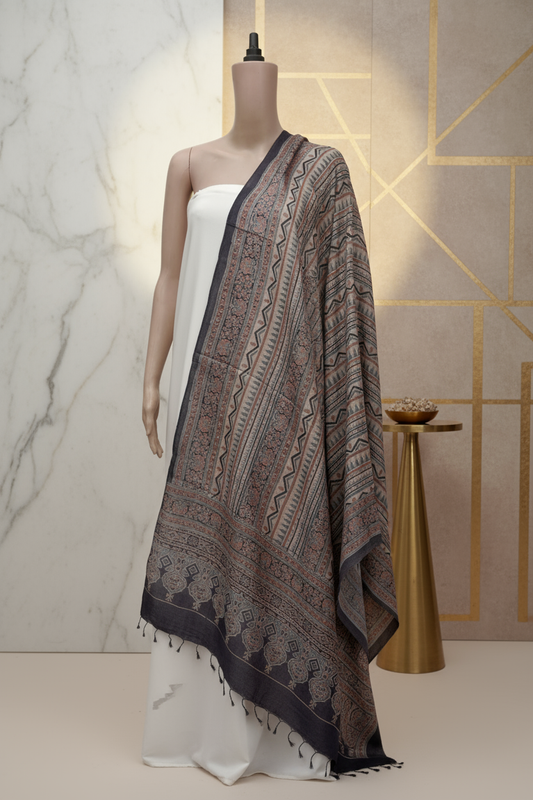Ajrak Mrittika Rekha | Handwoven Dupatta