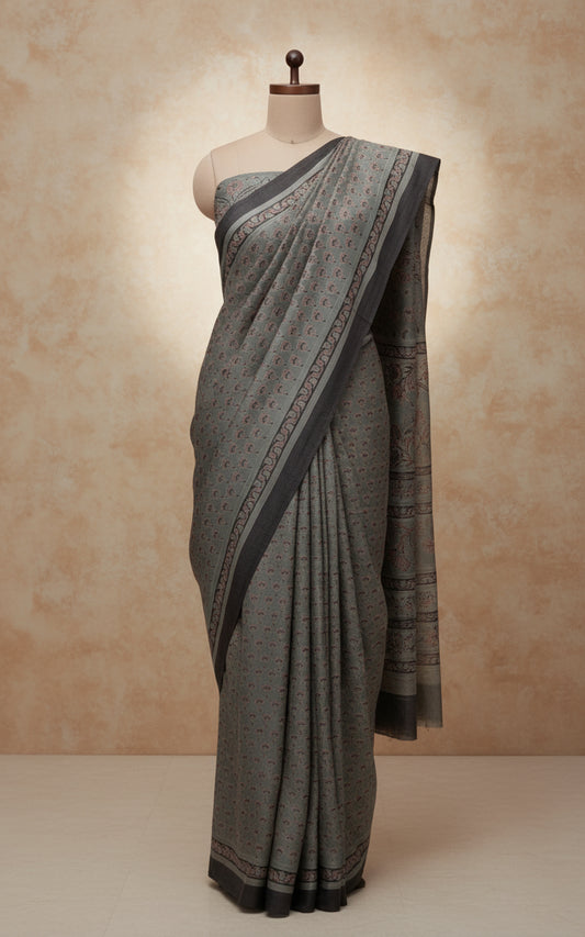 Ajrak Jaali Jharokha | Handwoven Saree