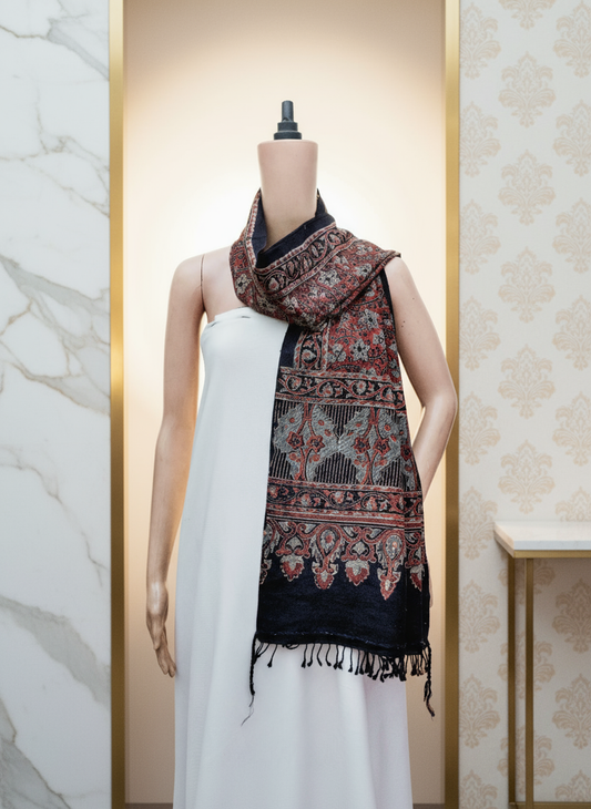 Ajrak Shahi Gul | Handwoven Stole