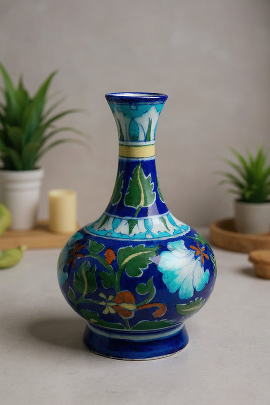 Royal Bloom Blue Pottery Flower Vase