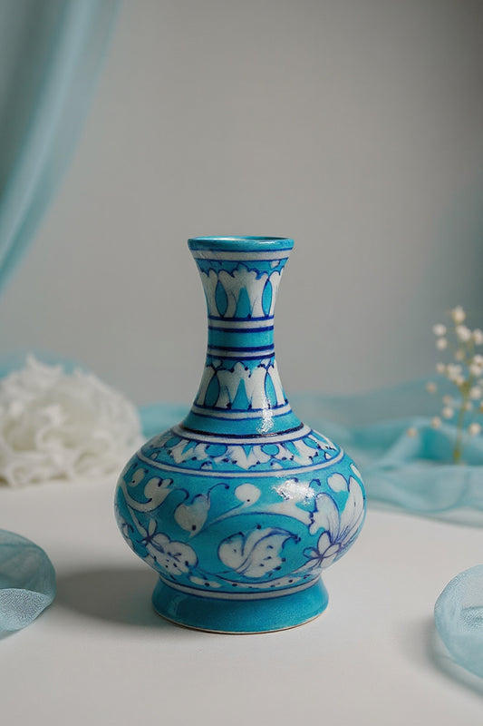 Turquoise Bloom Floral Ceramic Table Vase