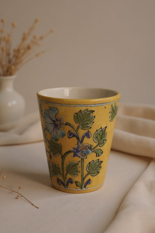 Indigo Bloom Floral Glass Tumbler